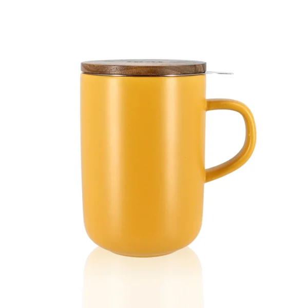 Ogo Living Juliet Gelb - Tee Tasse Steinzeug und Deckel Akazie 475ml