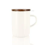 Ogo Living Juliet Weiß - Tee Tasse Steinzeug und Deckel Akazie 475ml